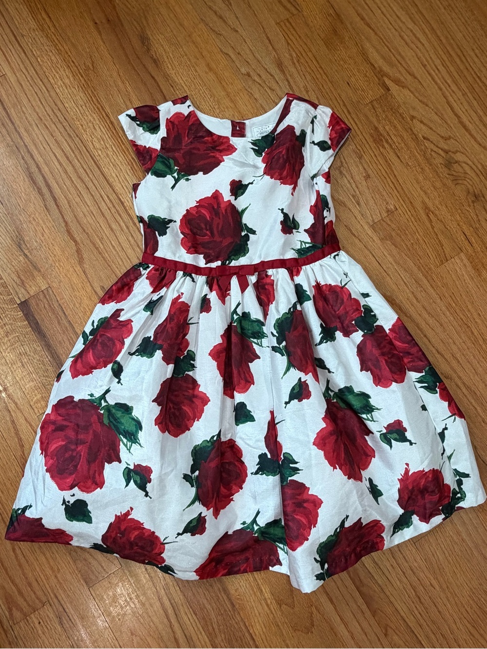 Gymboree White Dress with Red Rose Print